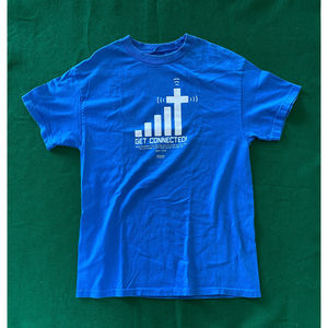 Get Connected Jesus T Tee Shirt Blue Mens Medium